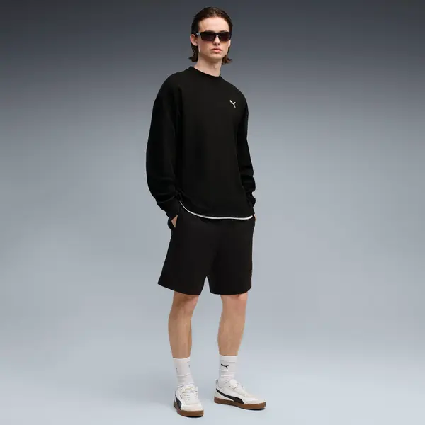 PUMA PUMA Essentials Elevated Relaxed Material Crew Sweatshirt Men, Clothing, Black, S