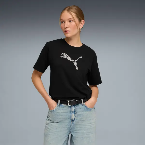 PUMA PUMA Essentials Graphics Animal Relaxed Tee Women, Clothing, Black, S