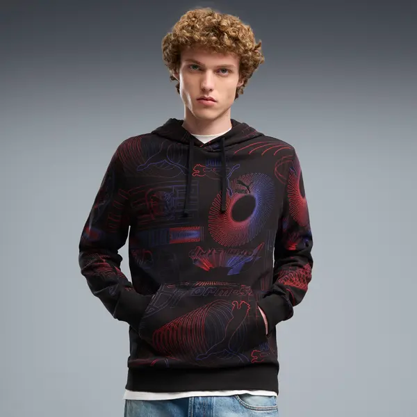 PUMA PUMA Essentials Printed Graphic Hoodie Men, Clothing, Black, S
