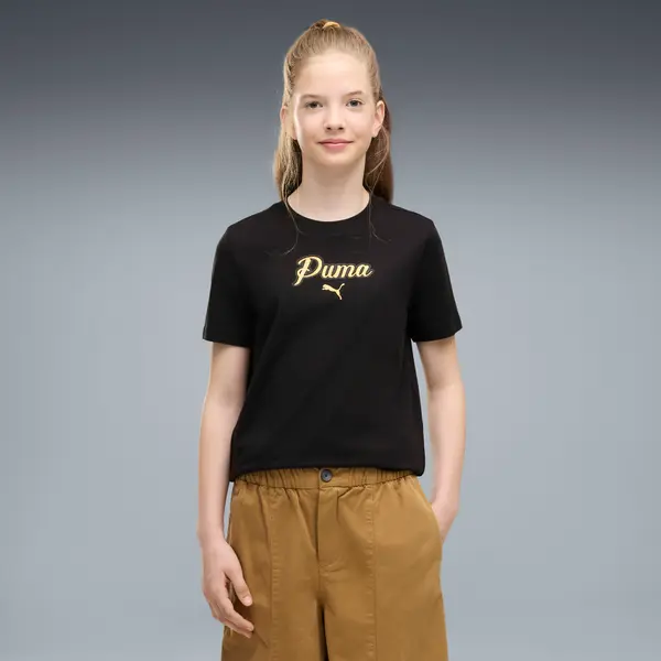 PUMA PUMA Essentials Script Glitter Tee Youth, Kids, Black, 15-16Y
