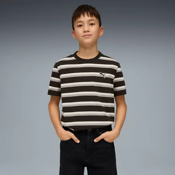 PUMA PUMA Essentials Striped Tee Youth, Clothing, Black, 15-16Y