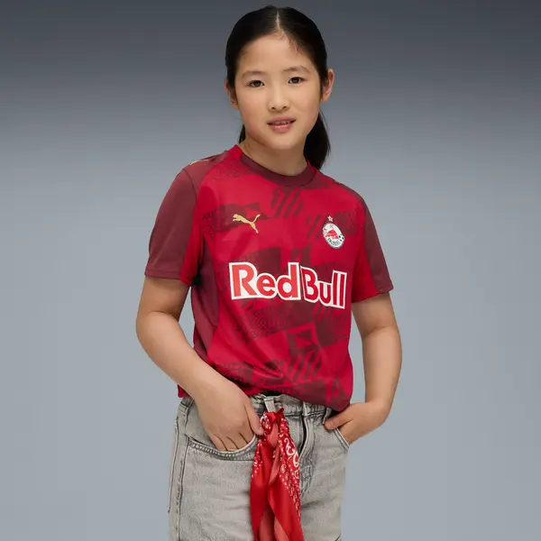 PUMA PUMA FC Red Bull Salzburg 25/26 Third Jersey Youth, Clothing, Dark Cherry/Metallic Gold, 15-16Y