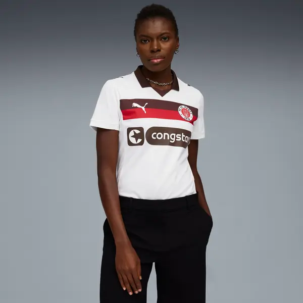 PUMA PUMA FC St. Pauli 25/26 Away Jersey Women, Clothing, White/Espresso Brown, S