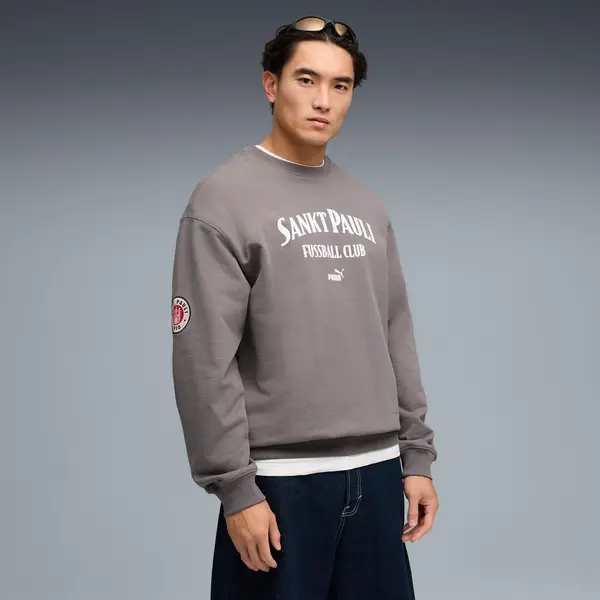 PUMA PUMA FC St. Pauli Retro Crew Sweatshirt Men, Clothing, Cool Dark Gray/White, S
