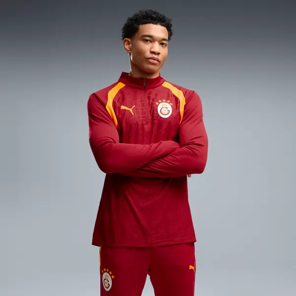 PUMA PUMA Galatasaray S.K. Quarter-Zip Slim Training Top Men, Clothing, Dark Cherry/Summer Sunset, S