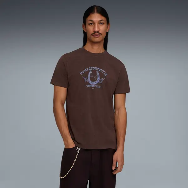 PUMA PUMA Graphic Retro Washed Tee Men, Clothing, Chocolate Brown, S