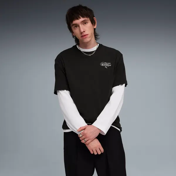 PUMA PUMA Graphic Slogan Relaxed Tee Men, Clothing, Black, S