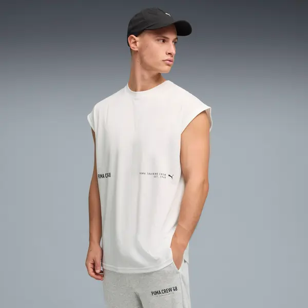 PUMA PUMA Graphics Training Cutoff Tank Men, Clothing, White, S