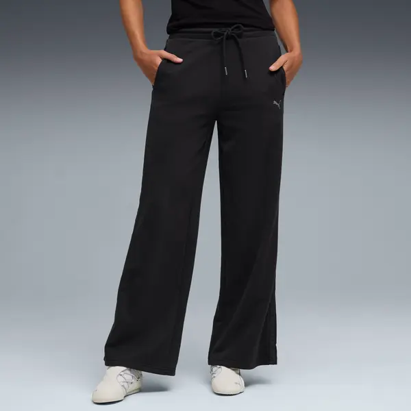 PUMA PUMA HER High-Waist Wide-Leg Pants Women, Clothing, Black, S
