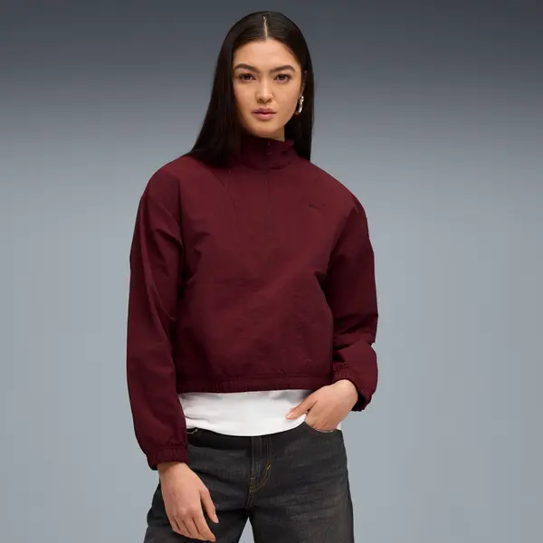 PUMA PUMA HER Relaxed Half-Zip Crew Women, Women, Ruby Shimmer, XXS