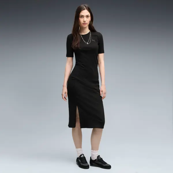 PUMA PUMA HER Slim Rib Dress Women, Clothing, Black, S