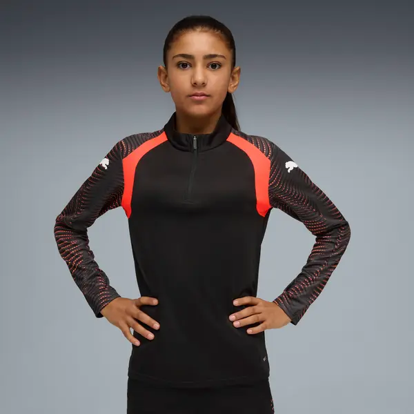 PUMA PUMA individualFINAL Quarter-Zip Football Top Youth, Kids, Black/Mint Jelly/Glowing Red, 15-16Y