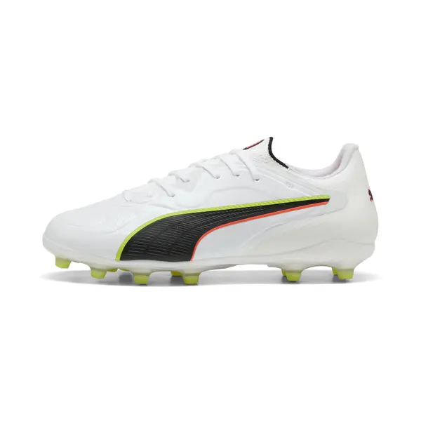PUMA PUMA KING 20 PRO FG/AG Football Boots Unisex, Shoes, White/Glowing Red/Yellow Alert, 44