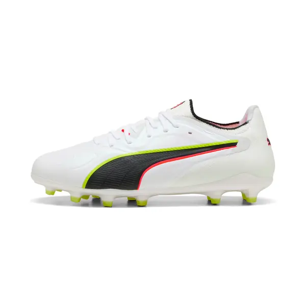 PUMA PUMA KING 20 ULTIMATE FG/AG Football Boots Unisex, Shoes, White/Glowing Red/Yellow Alert, 44