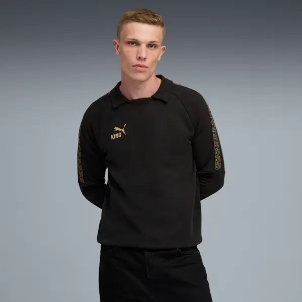 PUMA PUMA KING Drill Football Top Men, Clothing, Black/Gold, S