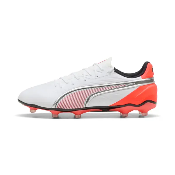 PUMA PUMA KING MATCH FG/AG Football Boots Unisex, Shoes, White/Silver/Glowing Red, 44