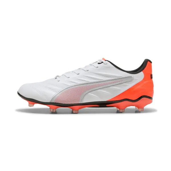 PUMA PUMA KING PRO FG/AG Football Boots Unisex, Shoes, White/Silver/Glowing Red, 44