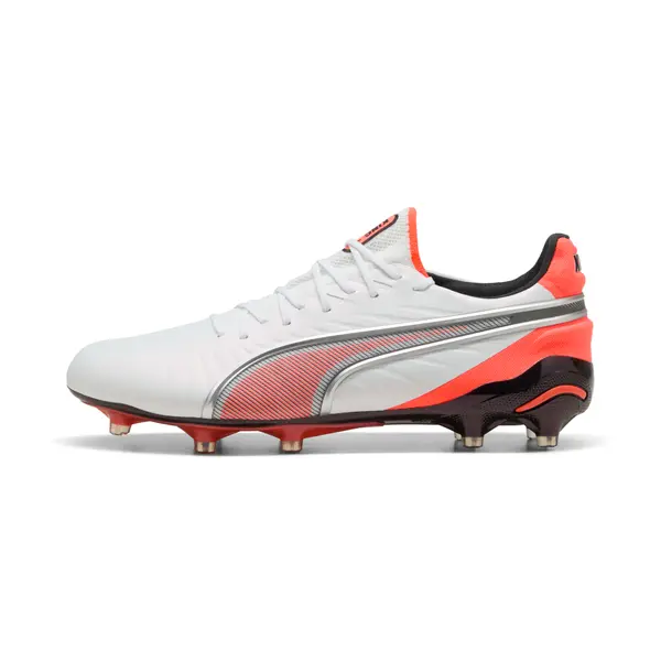 PUMA PUMA KING ULTIMATE FG/AG Football Boots Unisex, Shoes, White/Silver/Glowing Red, 44