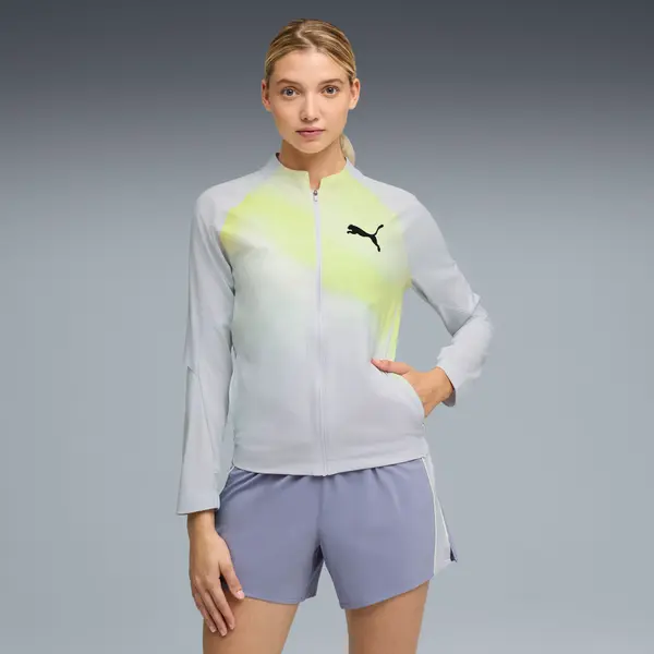 PUMA PUMA Lightspeed ULTRAWEAVE Graphic Running Jacket Women, Clothing, Silver Mist/Aop, S