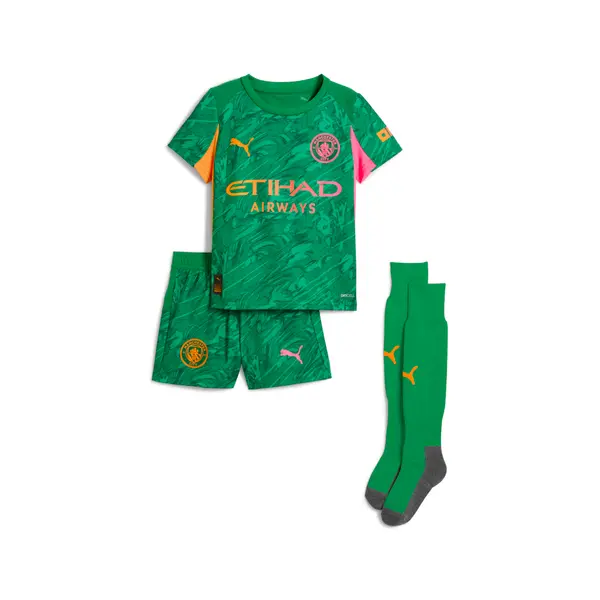 PUMA PUMA Manchester City 25/26 Goalkeeper Minikit Kids, Clothing, Archive Green/Heat Fire, 4-5Y