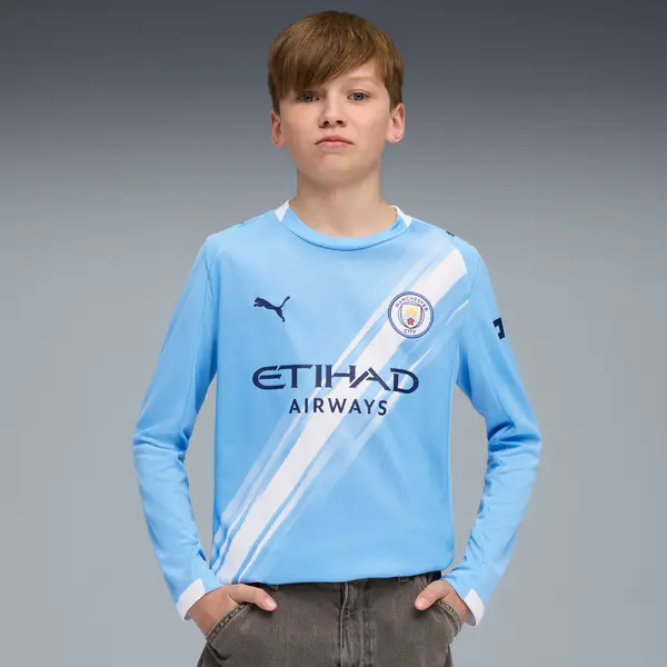 PUMA PUMA Manchester City 25/26 Long Sleeve Home Jersey Youth, Clothing, Light Blue/White, 15-16Y