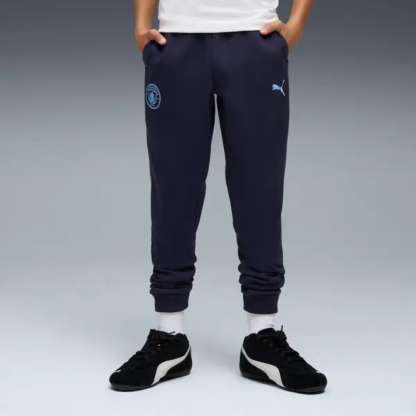 PUMA PUMA Manchester City FtblEssentials Pants Youth, Clothing, Navy/Light Blue, 15-16Y
