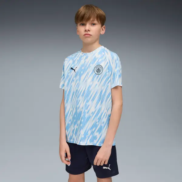 PUMA PUMA Manchester City Pre-match Jersey Youth, Clothing, Silver Sky, 15-16Y