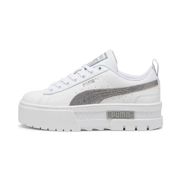 PUMA PUMA Mayze Glitter Sneakers Youth, Shoes, White/Silver, 35.5