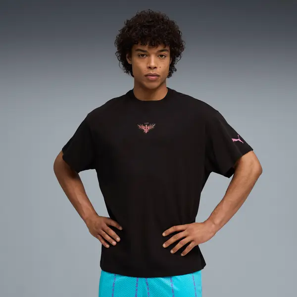 PUMA PUMA Melo Alwayz On 1 Basketball Tee Men, Clothing, Black/Glowing Red, S
