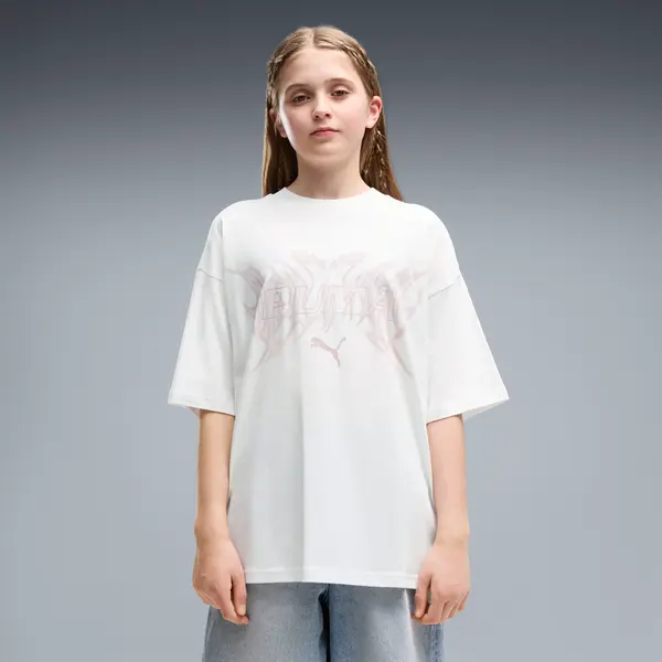 PUMA PUMA Midnight Shadow Oversized Graphic Tee Youth, Clothing, White, 15-16Y