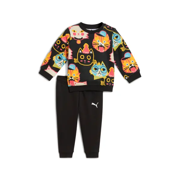PUMA PUMA Minicats Moody Cat AOP Crew Set Toddlers, Clothing, Black, 4-6M