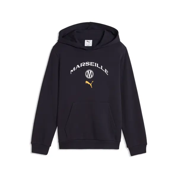 PUMA PUMA Olympique de Marseille ftblCulture Hoodie Youth, Clothing, Navy/White, 15-16Y