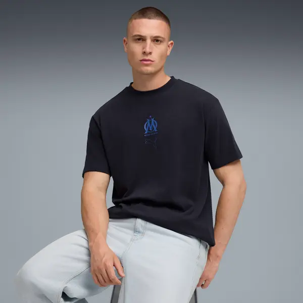 PUMA PUMA Olympique de Marseille FtblEssentials Cellerator Tee Unisex, Clothing, Navy/Vivid Blue, S