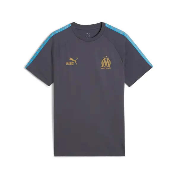 PUMA PUMA Olympique de Marseille KING Tee Men, Sport, Galactic Gray/Luminous Blue, S