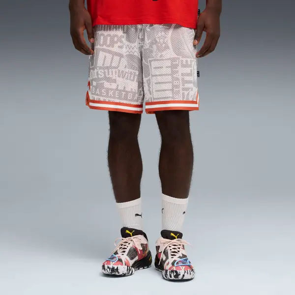PUMA PUMA Out Of Practice Relaxed Basketball Shorts Men, Men, Gray Echo/Amarena/Aop, S