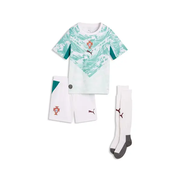 PUMA PUMA Portugal 2026 Away Minikit Youth, Football, White/Green Lagoon, 4-5Y