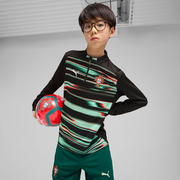 PUMA Puma Portugal Pre-match Quarter-Zip Top Youth, Black, Size 5-6Y, Clothing