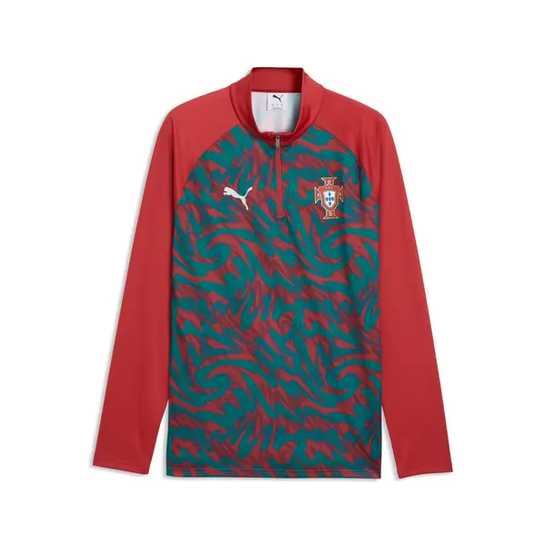 PUMA PUMA Portugal Warmup Quarter-Zip Top Men, Football, Club Red/Green Lagoon, S