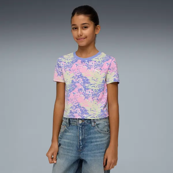 PUMA PUMA Printed Baby Tee Youth, Clothing, Intense Lavender, 15-16Y