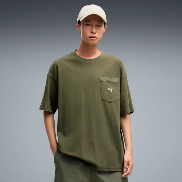 PUMA PUMA Select Essentials Wash Tee Oversized Men, Clothing, Moss Veil, S