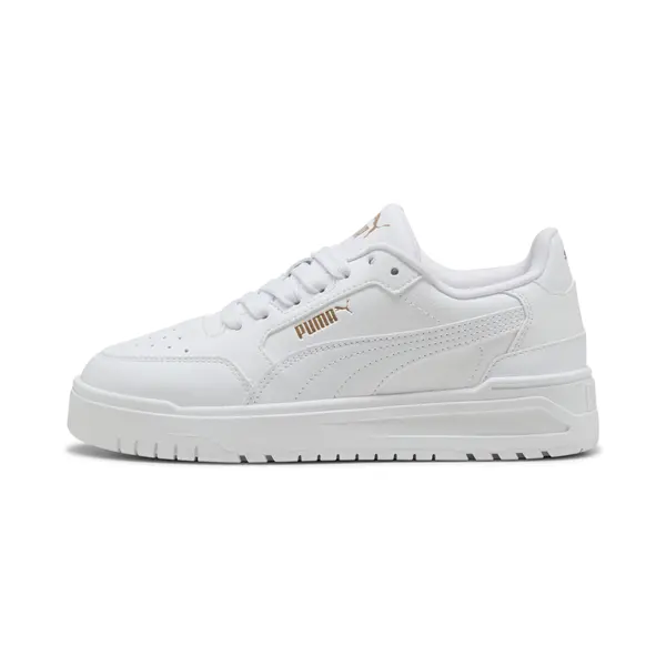 PUMA PUMA Shuffle Downtown Low Sneakers Youth, Shoes, White/Gold, 35.5