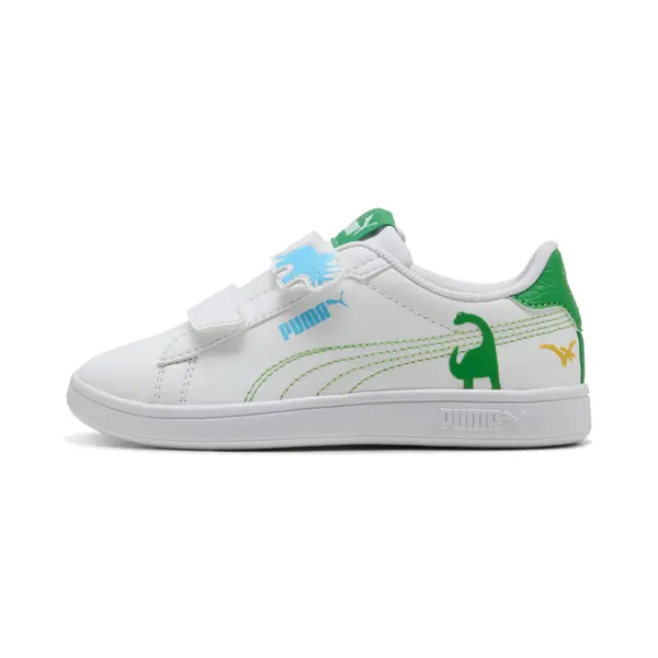 PUMA PUMA Smash 3.0 Dino Sneakers Kids, Shoes, White/Green Fruit/Vibrant Blue, 27.5