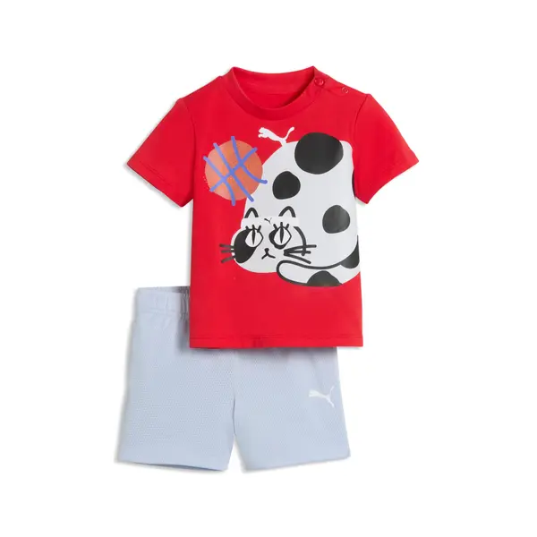 PUMA PUMA Sporty Cats Tee and Shorts Set Toddlers, Age, Red, 4-6M