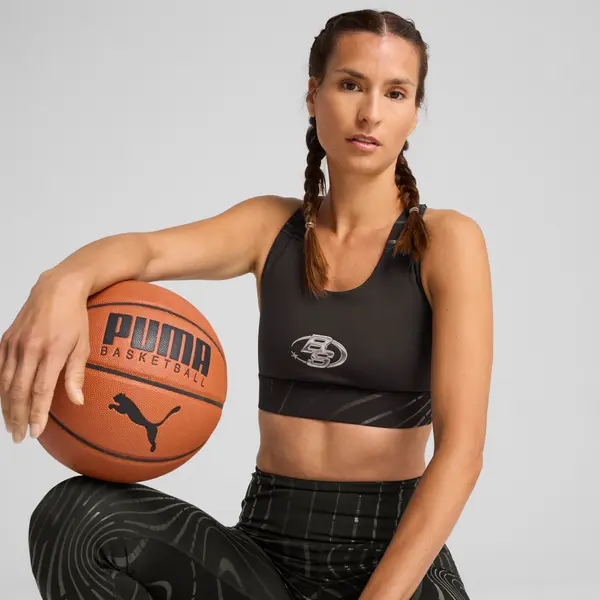 PUMA PUMA Stewie 4 Prism Basketball Bra Women, Clothing, Black/Aop, S