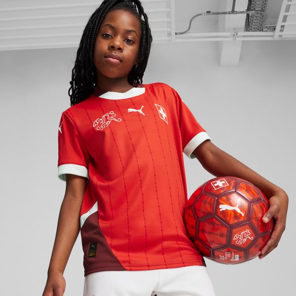 PUMA Puma Switzerland 2024 Home Jersey Youth, Red, Size 7-8Y, Clothing
