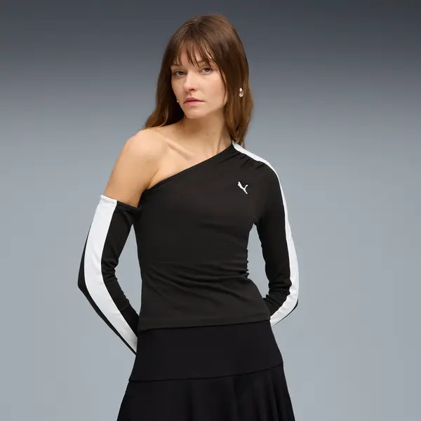 PUMA PUMA T7 Asymmetric Top Women, Clothing, Black, S