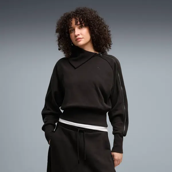 PUMA PUMA T7 Asymmetrical Zip Sweatshirt Women, Clothing, Black, S