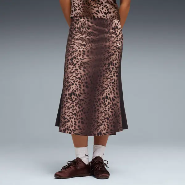 PUMA PUMA T7 Leo Luxe Track Midi Skirt Women, Clothing, Black, S