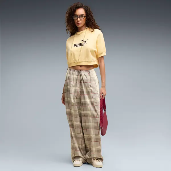 PUMA PUMA T7 Relaxed Tartan Pants Women, Clothing, Mouse Gray, S