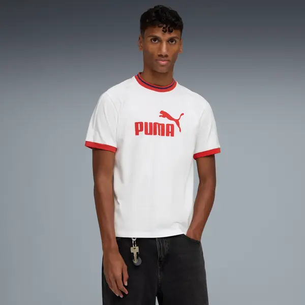 PUMA PUMA T7 Ringer Tee Men, Clothing, White, S